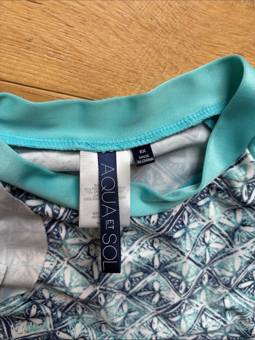 Girls Aqua Patterned Rashguard Swim Set - Picture 3 of 3